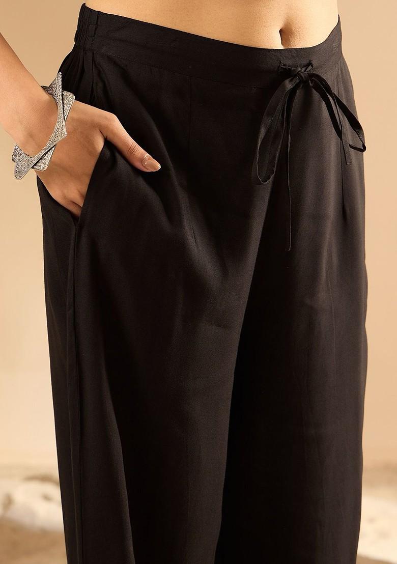 Black Printed Poly Blend Co Ord Set - Indya