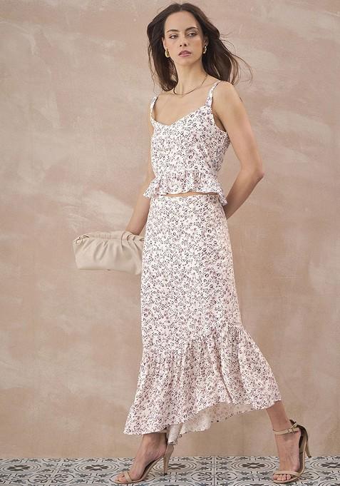 Purple Printed Poly Blend Co Ord Set