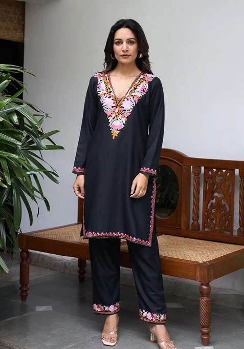 Black Printed Cotton Co Ord Set