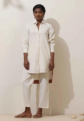 Off White Printed Cotton Co Ord Set