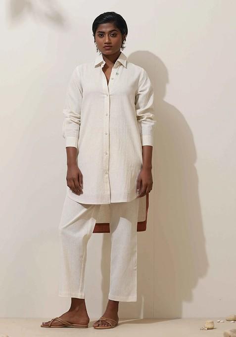 Off White Printed Cotton Co Ord Set