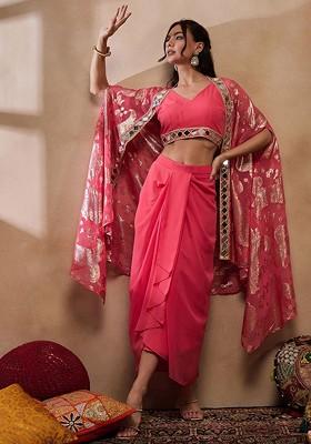 Coral Printed Poly Blend Co Ord Set