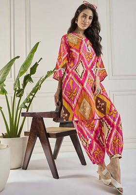 Pink Printed Cotton Co Ord Set