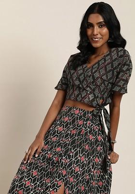 Black Printed Cotton Co Ord Set
