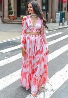 White Printed Poly Blend Co Ord Set