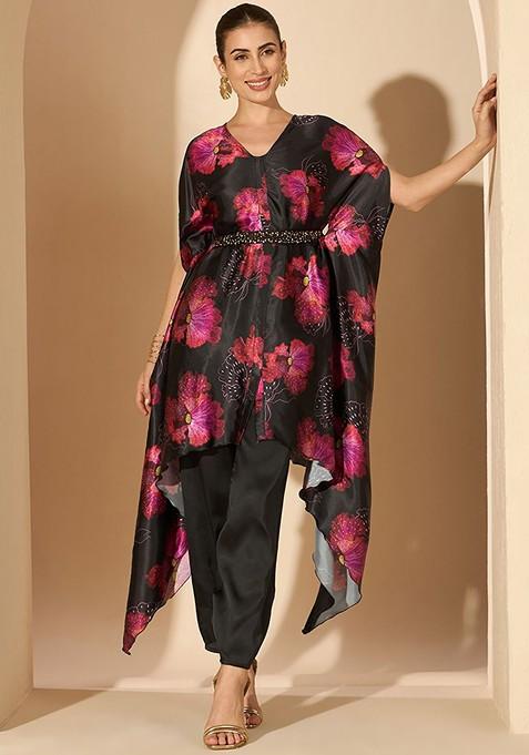 Black Printed Poly Blend Co Ord Set