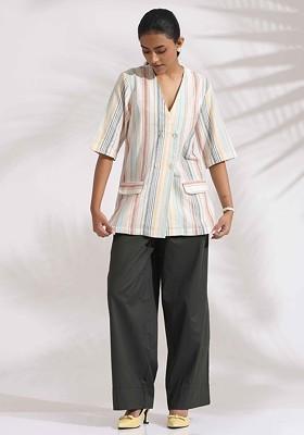 Off White Printed Cotton Co Ord Set