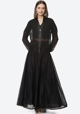 Black Printed Poly Blend Co Ord Set