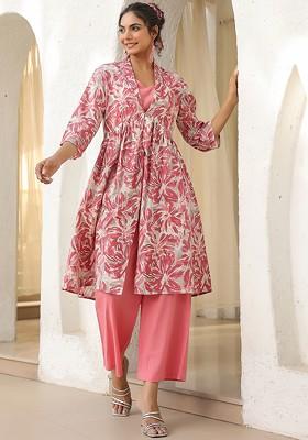 Pink Printed Cotton Co Ord Set