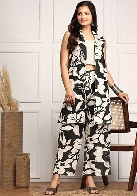 Black Printed Cotton Co Ord Set