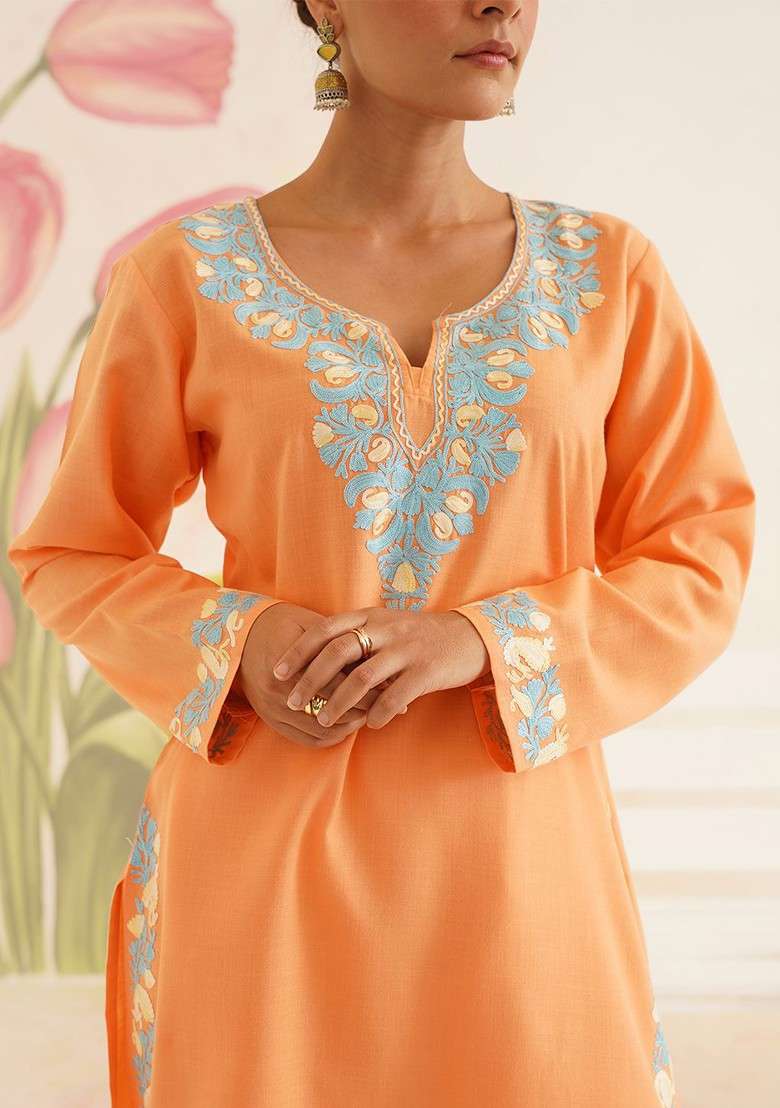 Peach Printed Cotton Co Ord Set - Indya