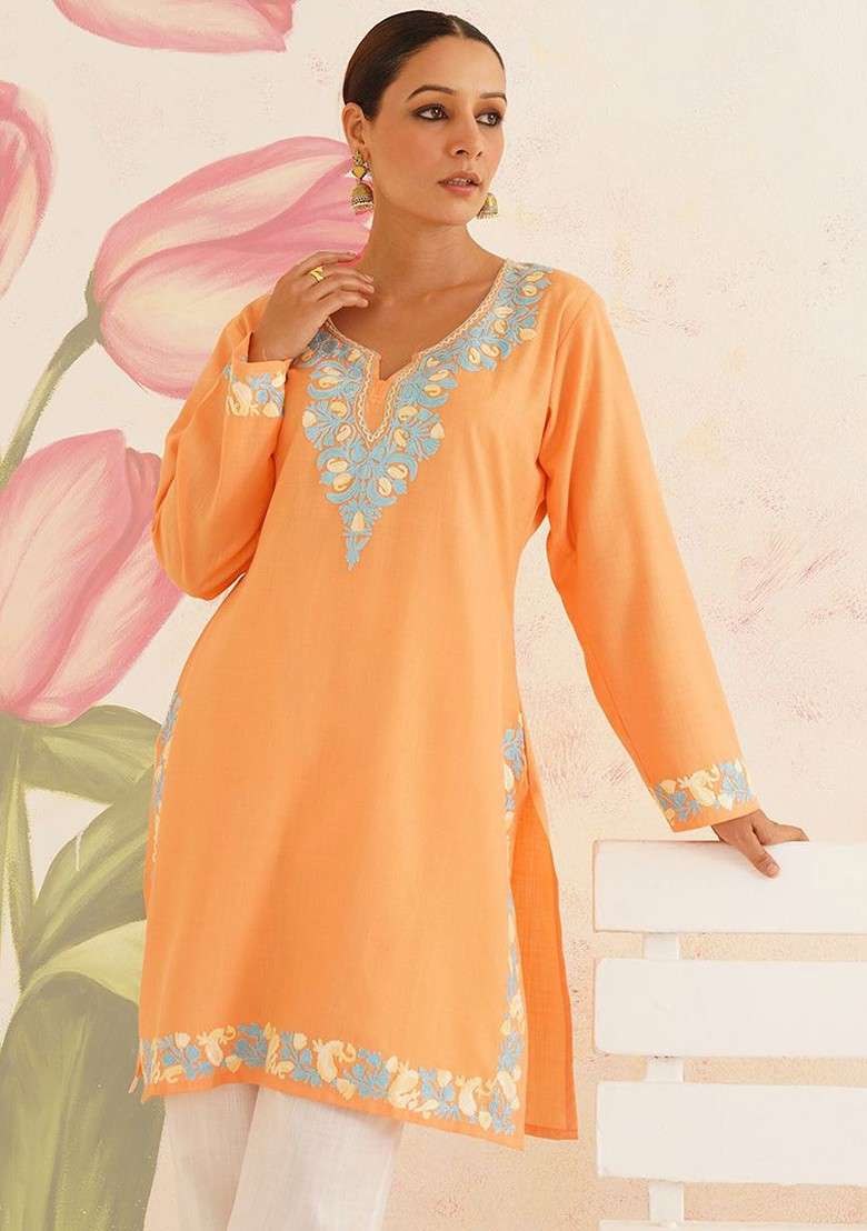 Peach Printed Cotton Co Ord Set - Indya