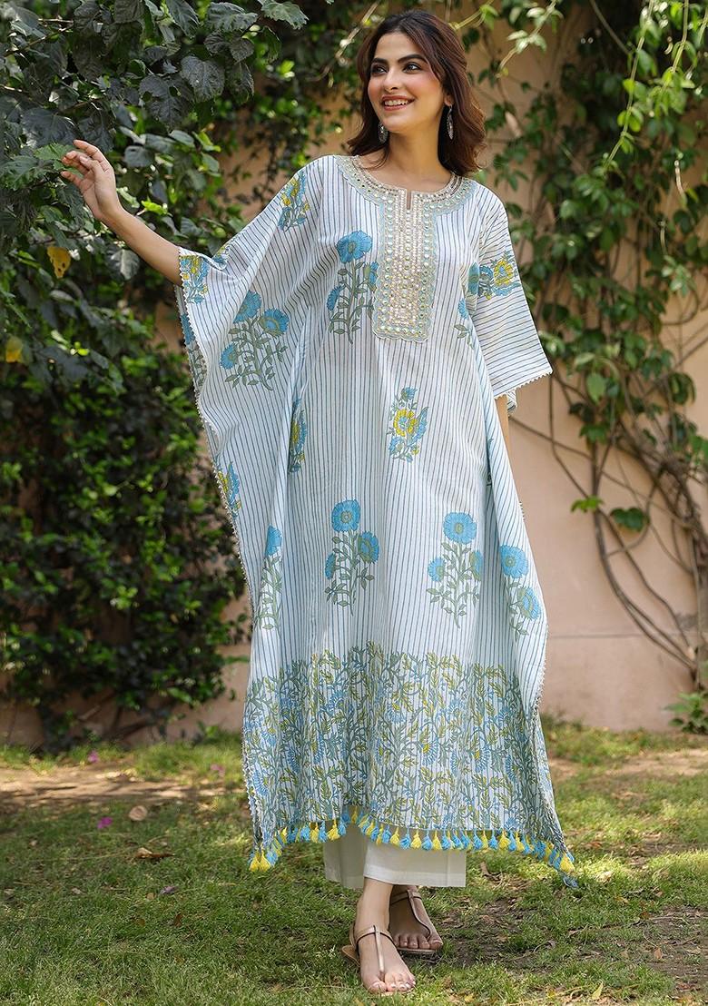 Blue Printed Cotton Co Ord Set - Indya