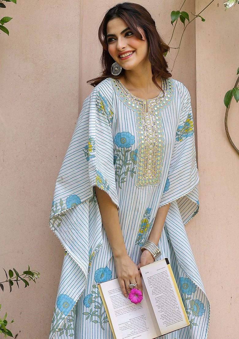 Blue Printed Cotton Co Ord Set - Indya