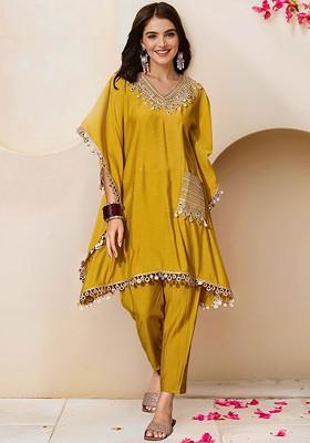 Yellow Printed Poly Blend Co Ord Set