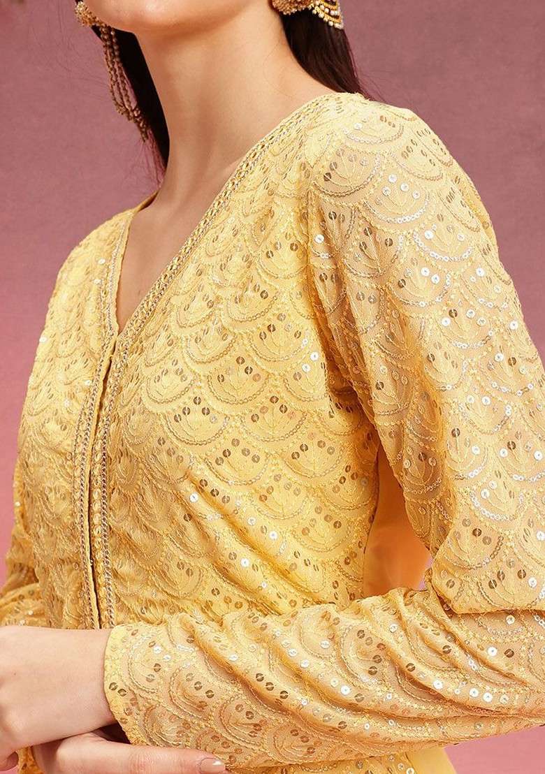 Yellow Printed Poly Blend Co Ord Set - Indya