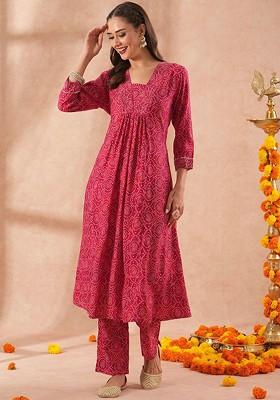 Magenta Printed Poly Blend Co Ord Set