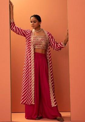 Pink Printed Poly Blend Co Ord Set