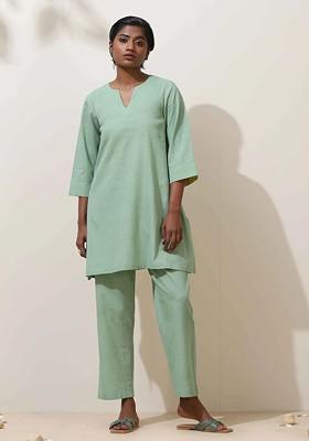 Green Printed Cotton Co Ord Set