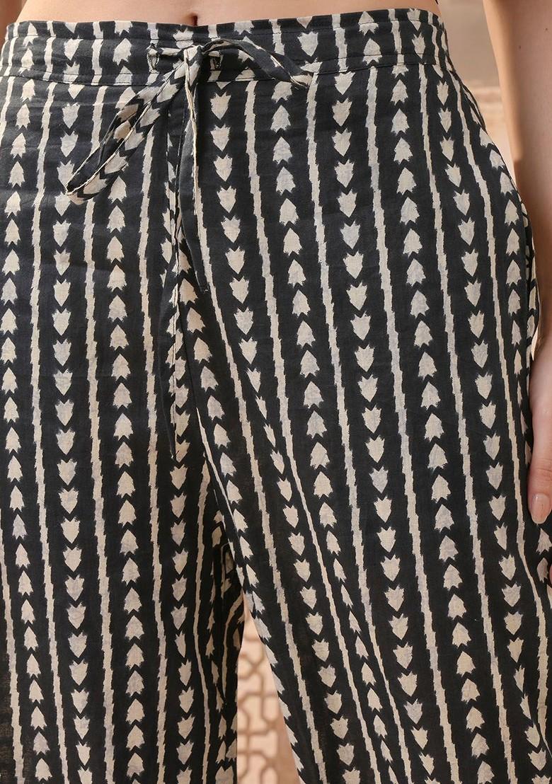 Black Printed Poly Blend Co Ord Set - Indya