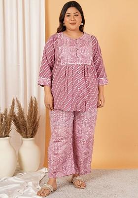 Pink Printed Cotton Co Ord Set