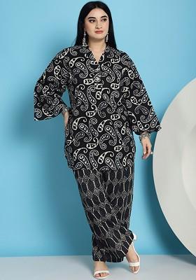 Black Printed Cotton Co Ord Set