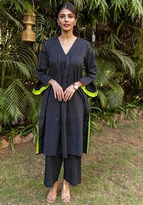 Black Printed Cotton Co Ord Set