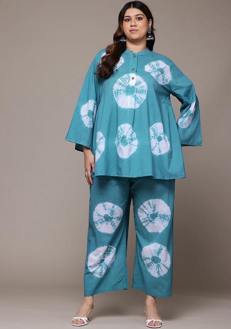 Blue Printed Cotton Co Ord Set - Indya