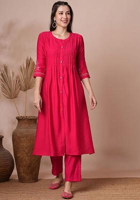 Pink Printed Poly Blend Co Ord Set