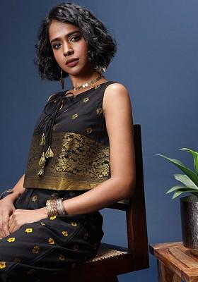 Black Printed Poly Blend Co Ord Set