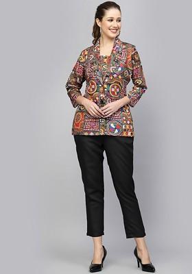 Red Printed Poly Blend Co Ord Set