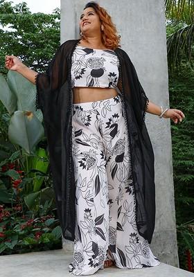 White Printed Poly Blend Co Ord Set