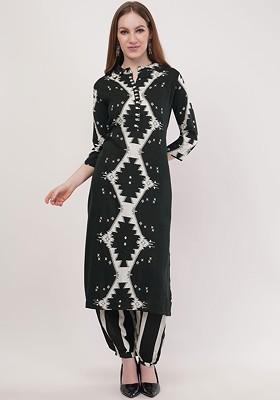 Black Printed Poly Blend Co Ord Set