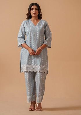 Grey Printed Cotton Co Ord Set