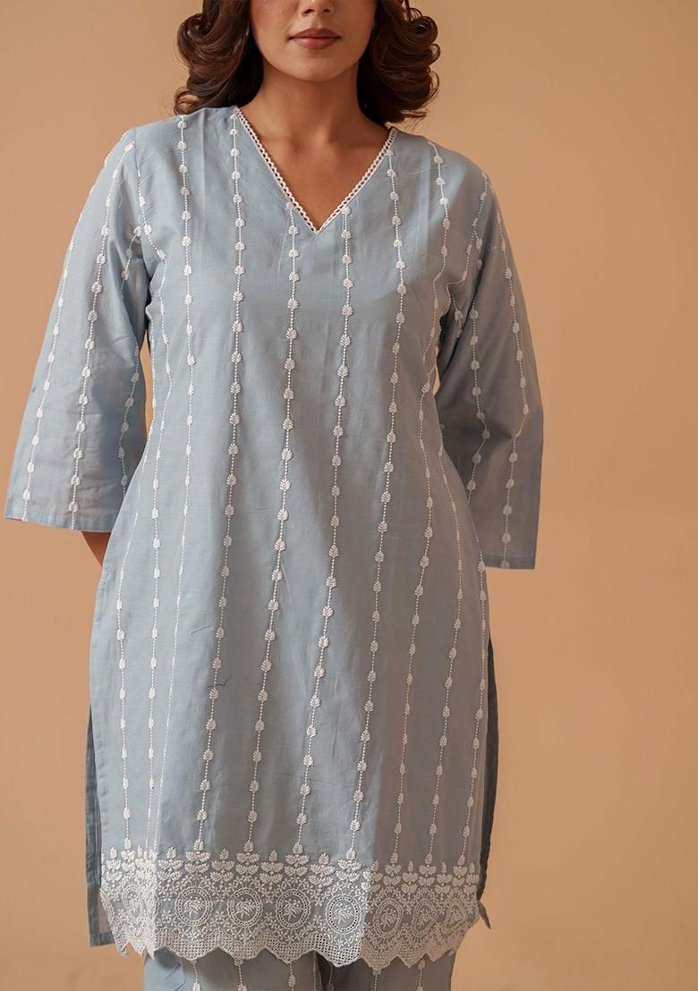 Grey Printed Cotton Co Ord Set - Indya