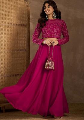 Magenta Printed Poly Blend Co Ord Set