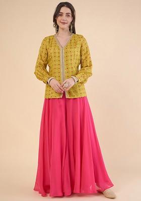 Yellow Printed Poly Blend Co Ord Set