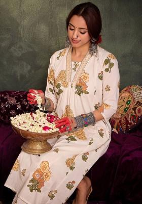 White Printed Cotton Co Ord Set