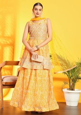 Yellow Printed Poly Blend Co Ord Set