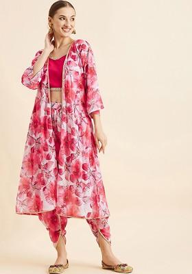 Pink Printed Poly Blend Co Ord Set