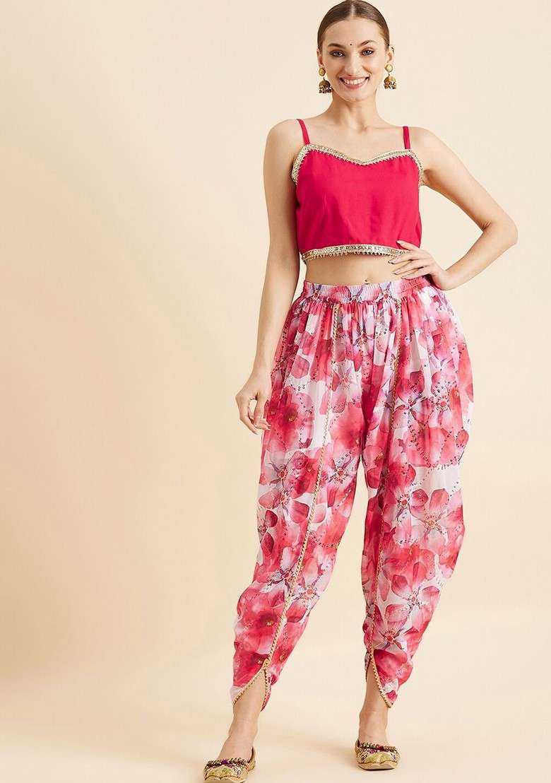 Pink Printed Poly Blend Co Ord Set - Indya