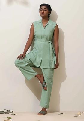 Green Printed Cotton Co Ord Set