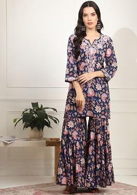 Blue Printed Cotton Co Ord Set