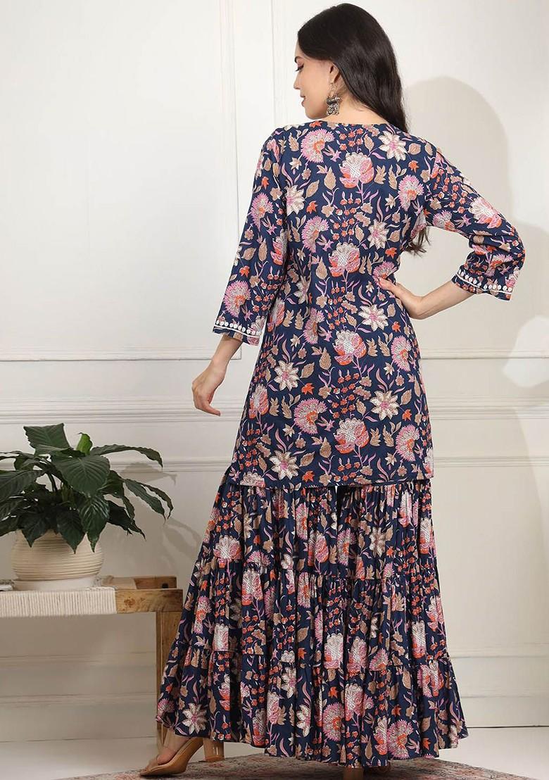 Blue Printed Cotton Co Ord Set - Indya