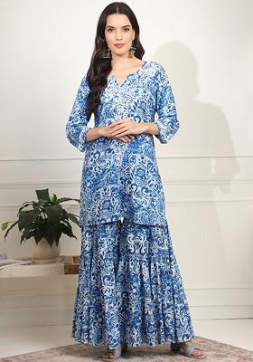 Blue Printed Cotton Co Ord Set