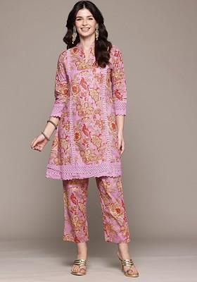 Pink Printed Cotton Co Ord Set
