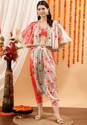 Pink Printed Poly Blend Co Ord Set