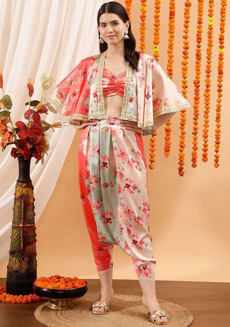 Pink Printed Poly Blend Co Ord Set - Indya