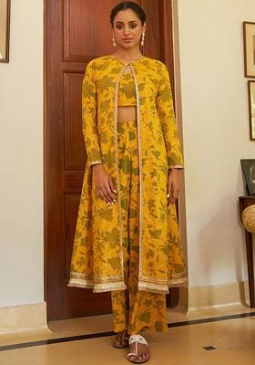 Mustard Yellow Printed Cotton Co Ord Set