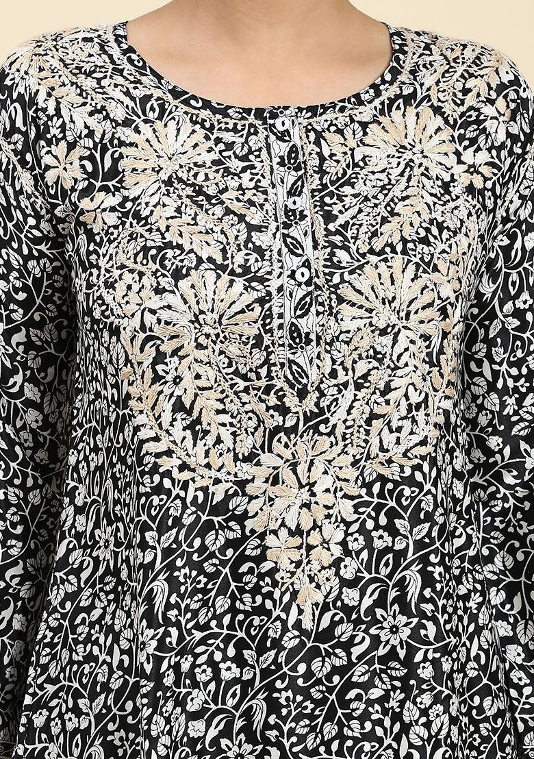 Black Printed Cotton Co Ord Set - Indya